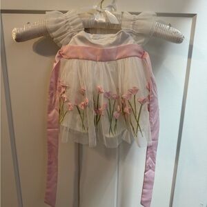 Elegant Pink and White Floral Baby Dress